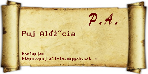 Puj Alícia névjegykártya